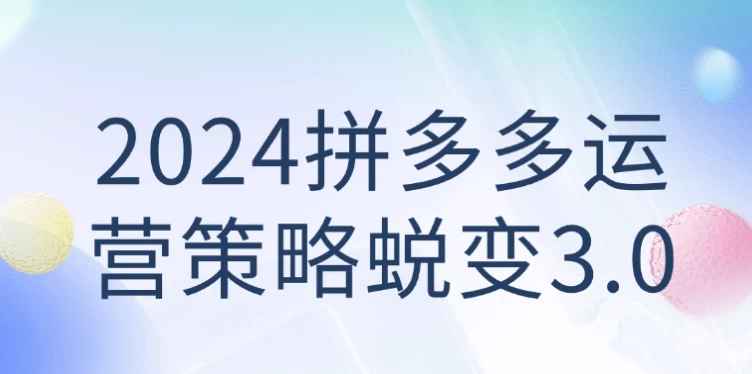 2024拼多多运营策略蜕变3.0