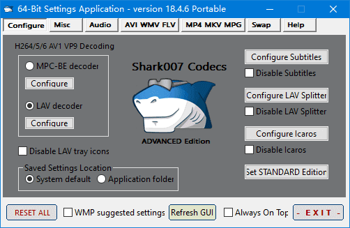 Shark007 Codecs(多媒体编解码器套件) v18.8 绿色版